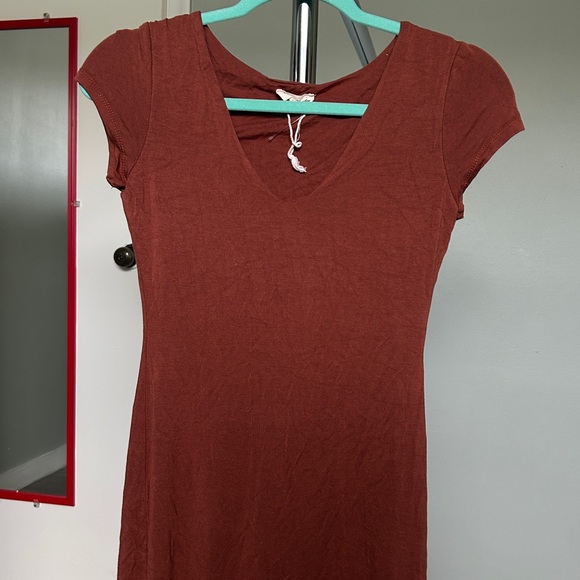 Women's Rust V-Neck Dress - Picture 2 of 3